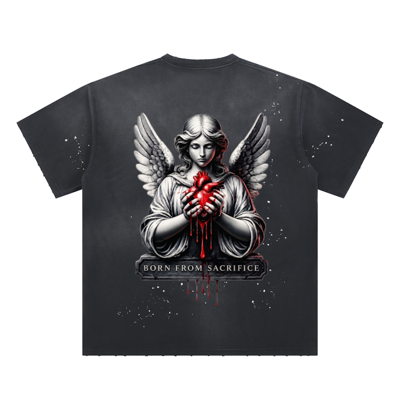 Sacred Wounds Hand-Frayed Sunfade Paint Splatter T-Shirt