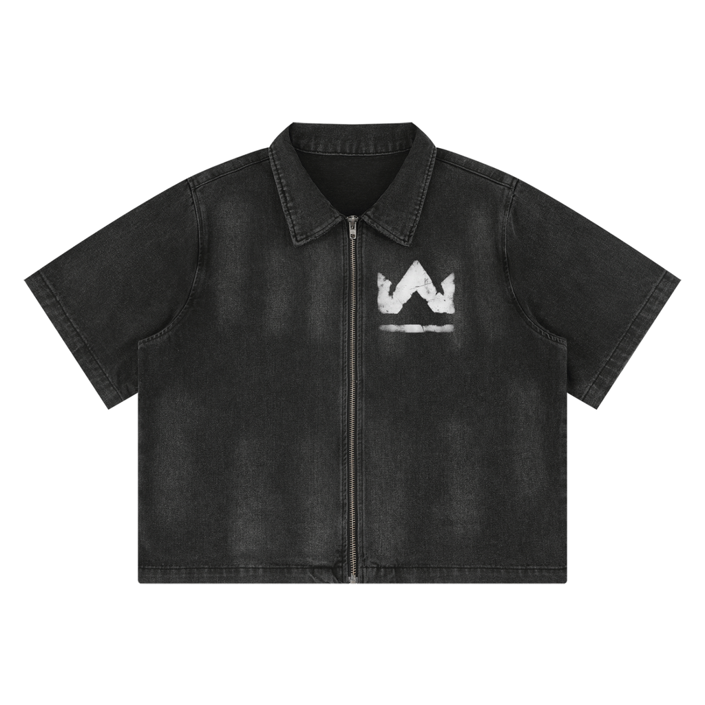 Humble Crown Unisex Vintage Washed Full-Zip Denim Shirt