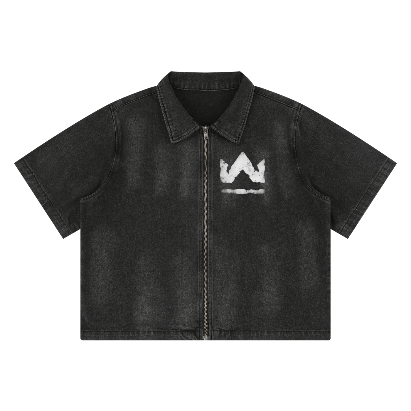 Humble Crown Unisex Vintage Washed Full-Zip Denim Shirt