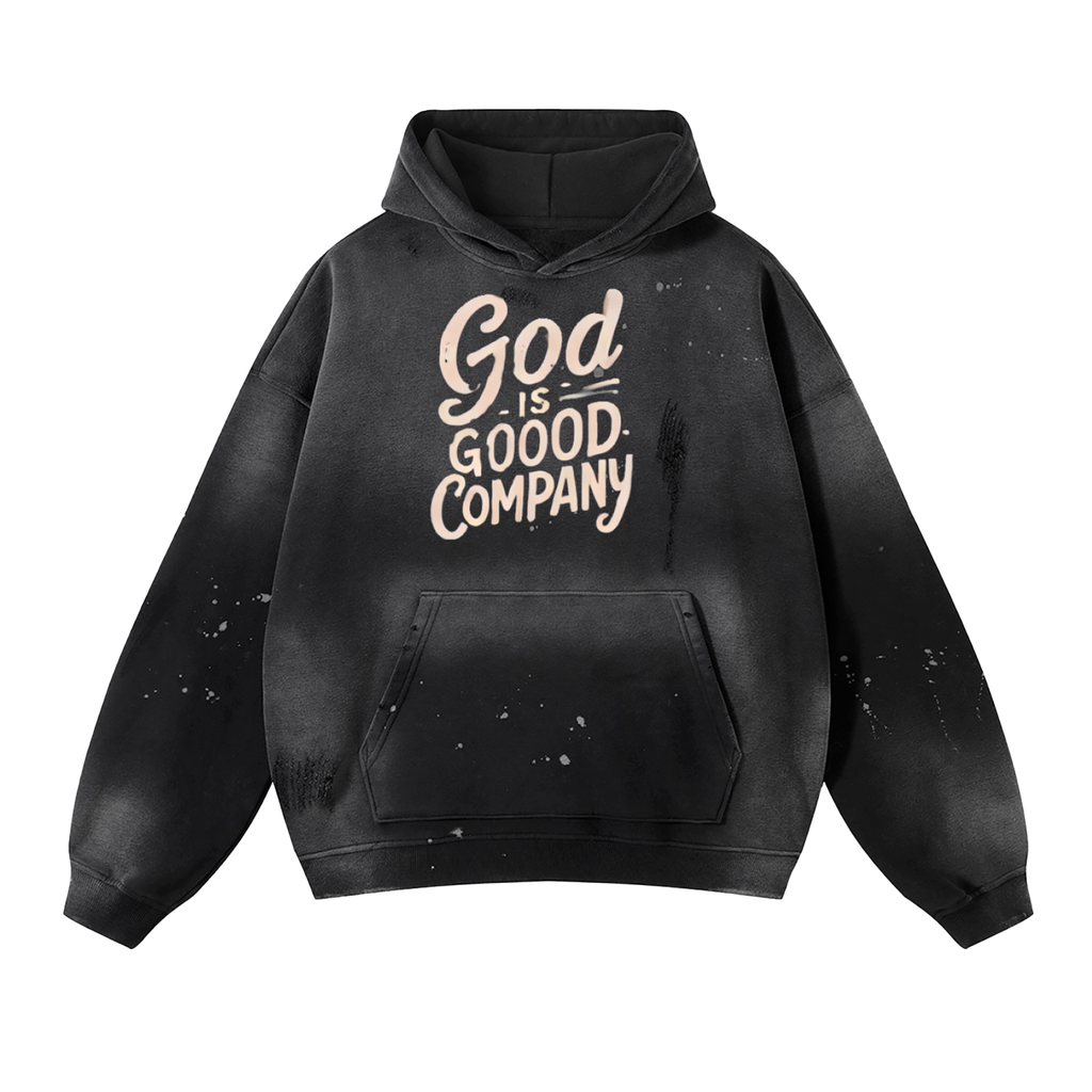 God is good Wash Frayed Fleece Hoodie - 360 GSM