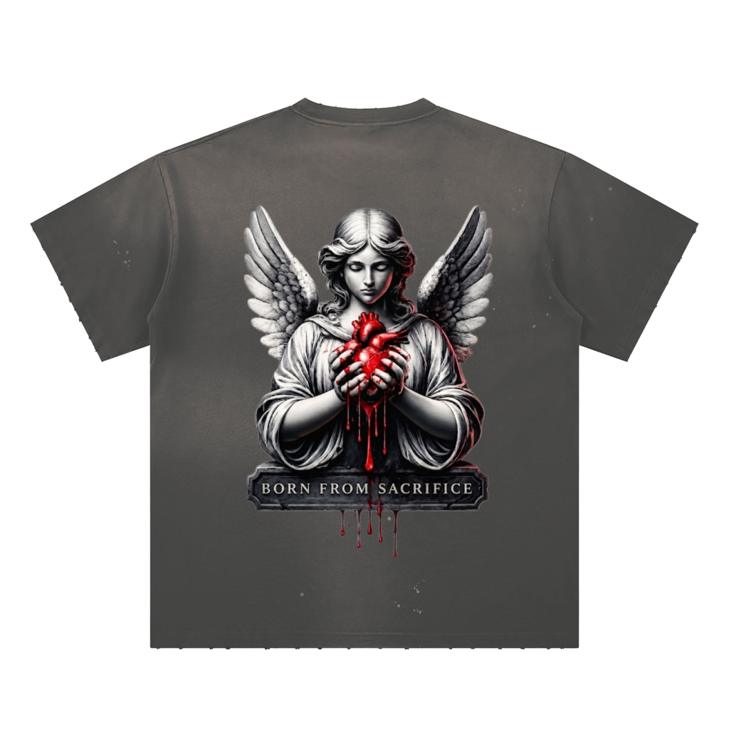 Sacred Wounds Hand-Frayed Sunfade Paint Splatter T-Shirt